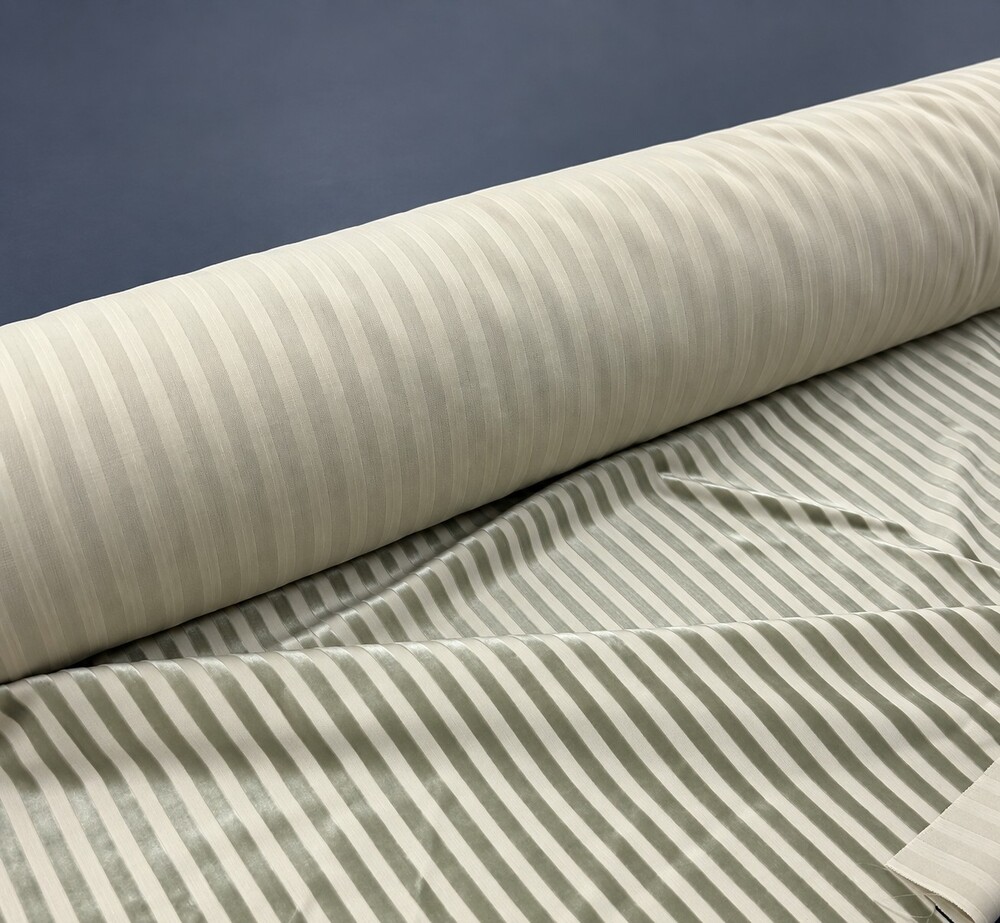 YOMA TEXTILES Seafoam Ivory Stripe Woven Decorator Fabric PER YARD